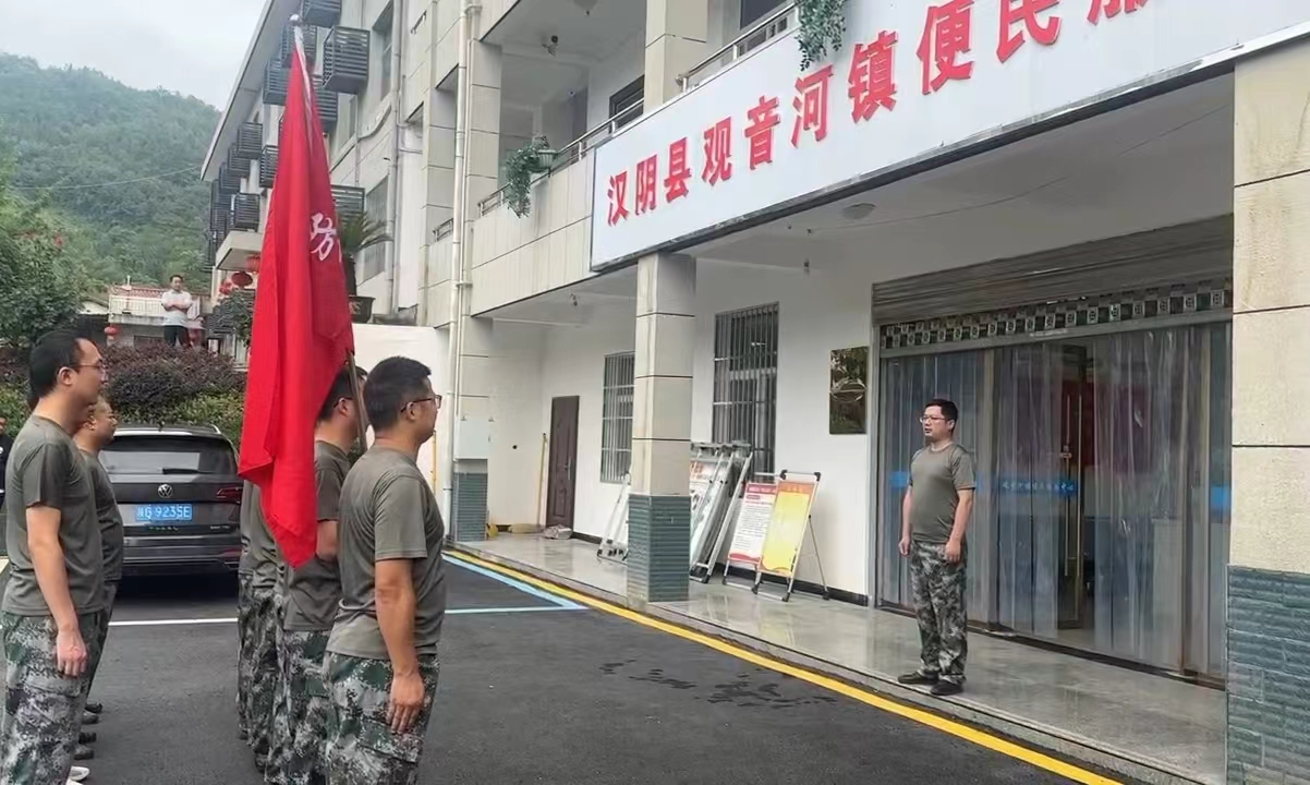 观音河镇组织民兵开展防汛防滑应急抢险演练
